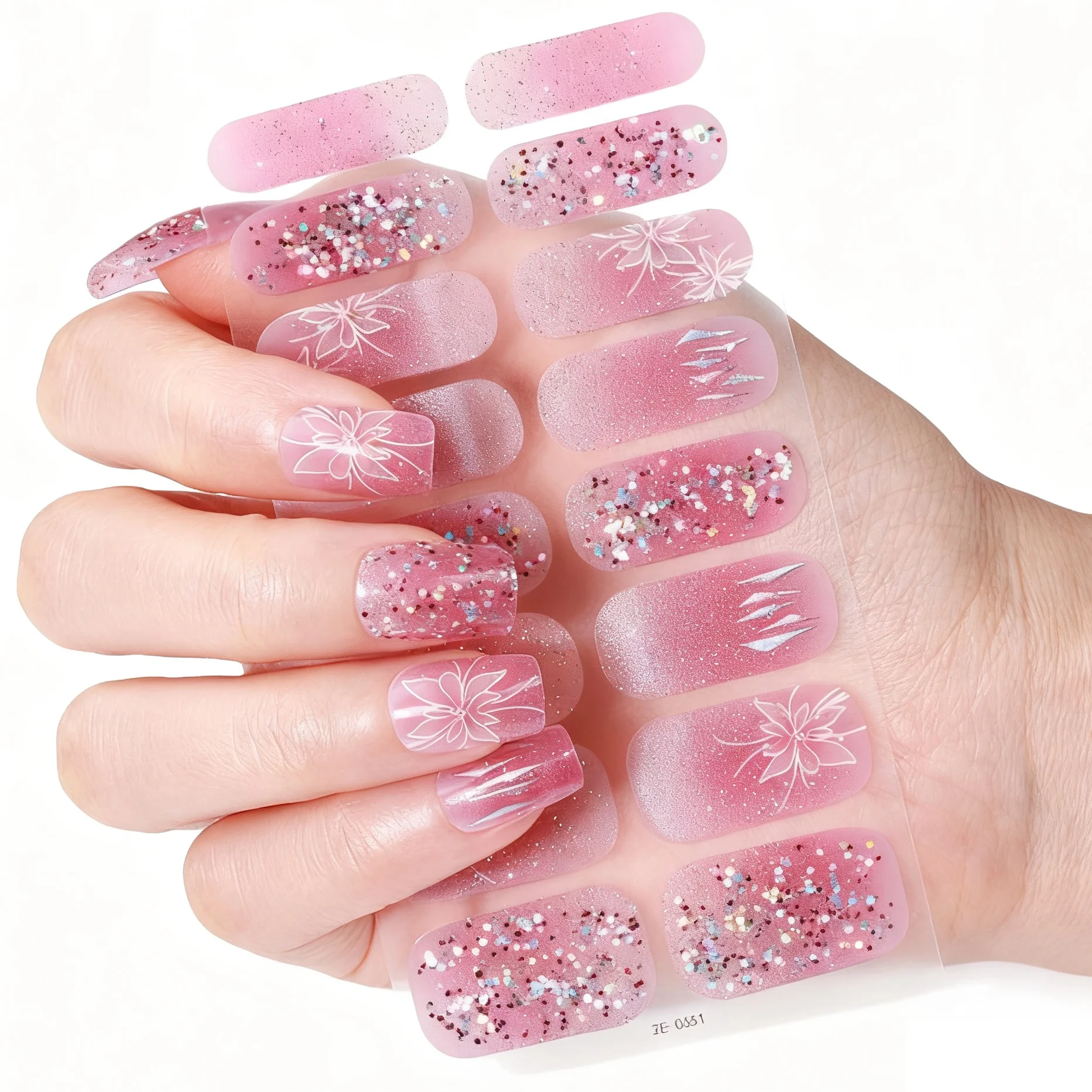 Adesivi per unghie con glitter sfumati con fiocchi di neve, involucri per unghie con diamanti luccicanti impermeabili – Decalcomanie per nail art virali