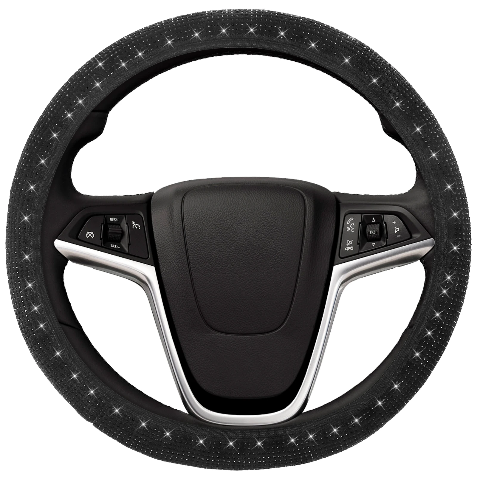 

Sparkling Rhinestone Steering Wheel Cover Universal Fit Soft Fiber Comfortable Grip Bling Car Steering Cover Vehicle Interior