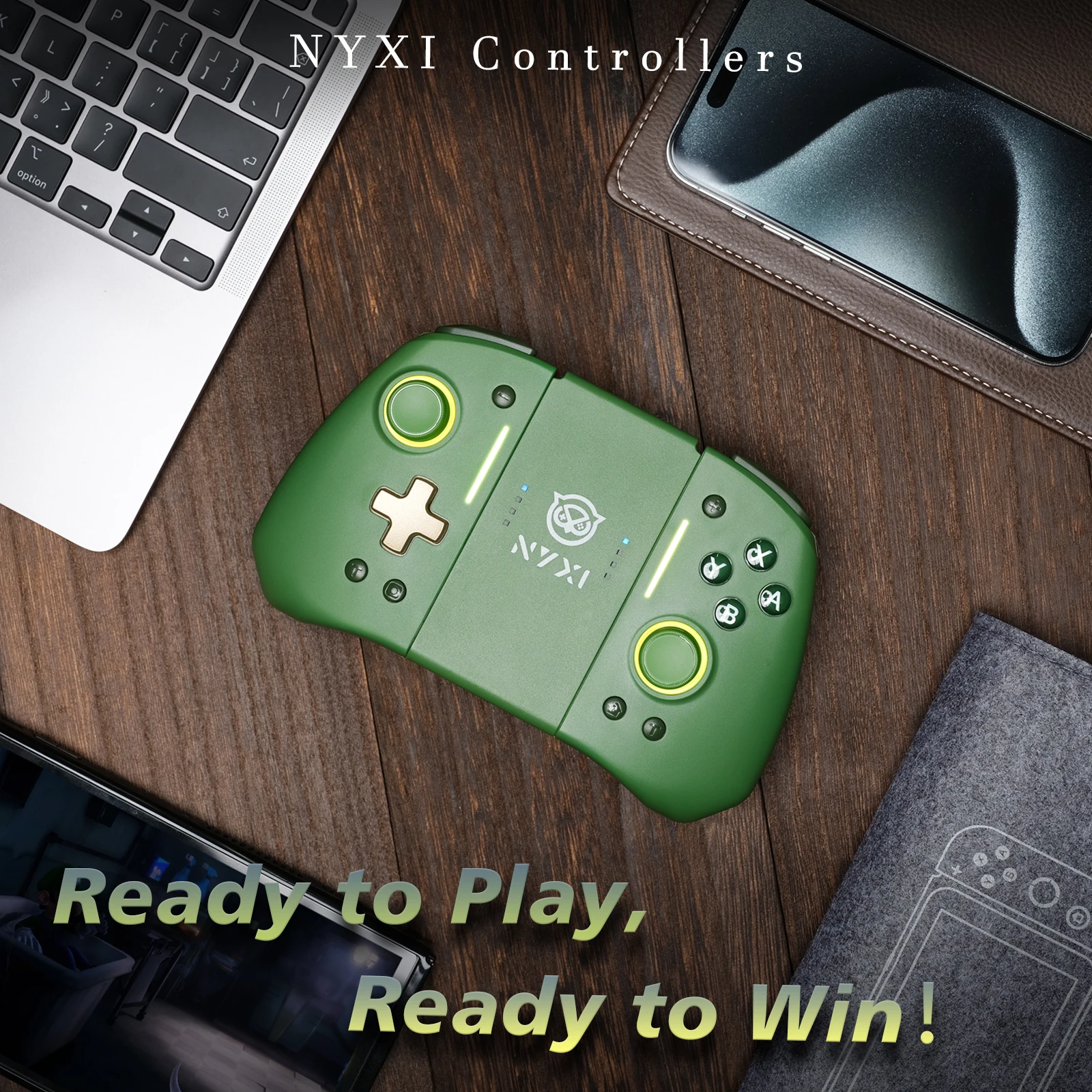 คอนโทรลเลอร์เกมไร้สายบลูทูธ NYXI Hyperion pro สำหรับสวิตช์ 2/สวิตช์ จอยเกมสีเขียว