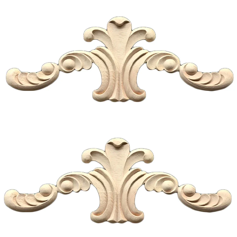 2pcs Vintage Wood Carved Applique Onlay Corner Frame Decal Unpainted for Door Cabinet Wardrobe DIY Home Furniture Decor Crafts