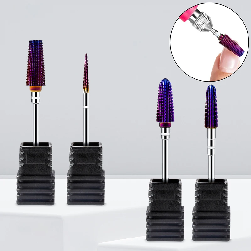 Tungsten Plated Purple Tungsten Steel Nail Drill Bit Electric Nail Mills Cutter For Manicure Machine Nail Accessories