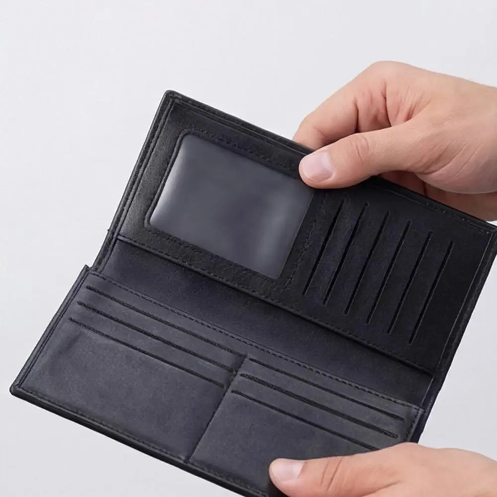 

Мужской тонкий кошелек-клатч с большим отделением для карт, отделением для наличных и окошком для ID-карты, длинный кошелек-органайзер для мужчин