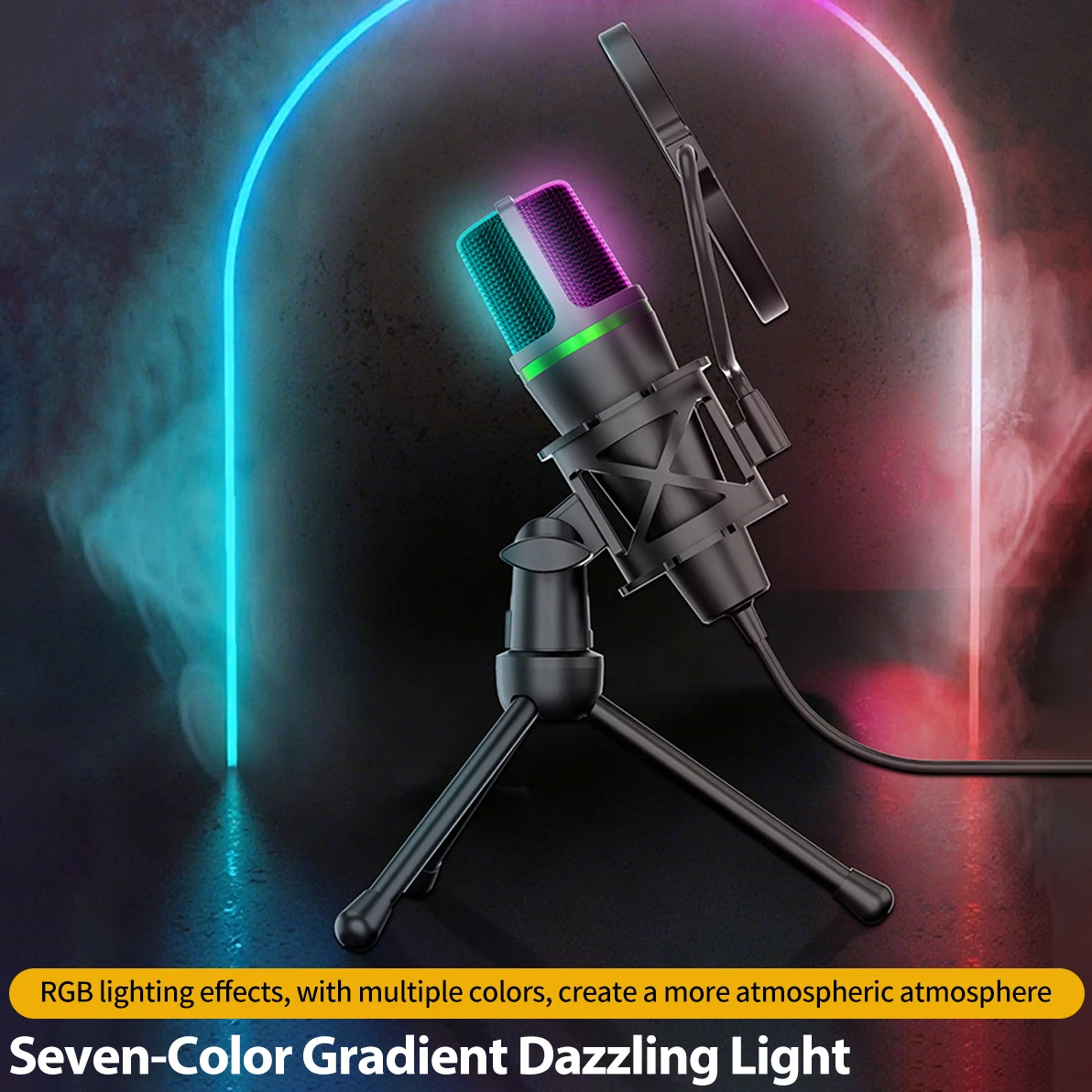 Condenser Microphone USB Wired For PC Computer Laptop Professional Gaming Accessories Streaming Sound Live Podcast RGB Record