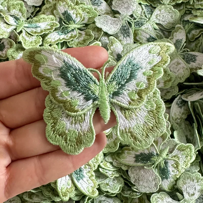 3Ps Green 3d Butterfly Embroidery Patches For Clothing DIY Animal Embroidered Patch Appliques For Jeans Dress jackets decoration