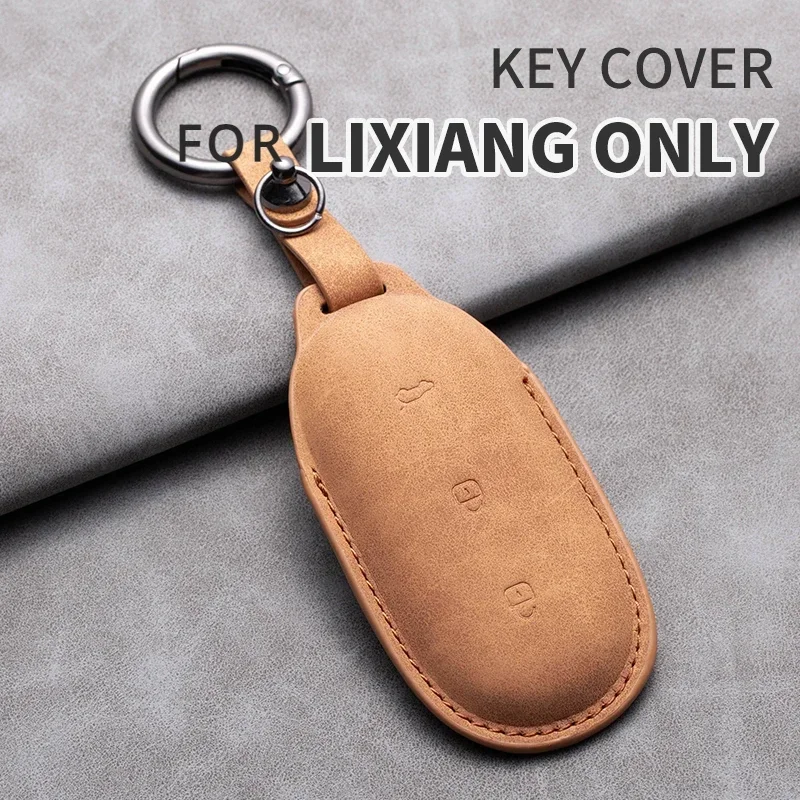 Suede Leather Car Key Case Cover for Lixiang L7 L8 L9 MAX ONE Interior Keychain Protective Bag Auto Accessories