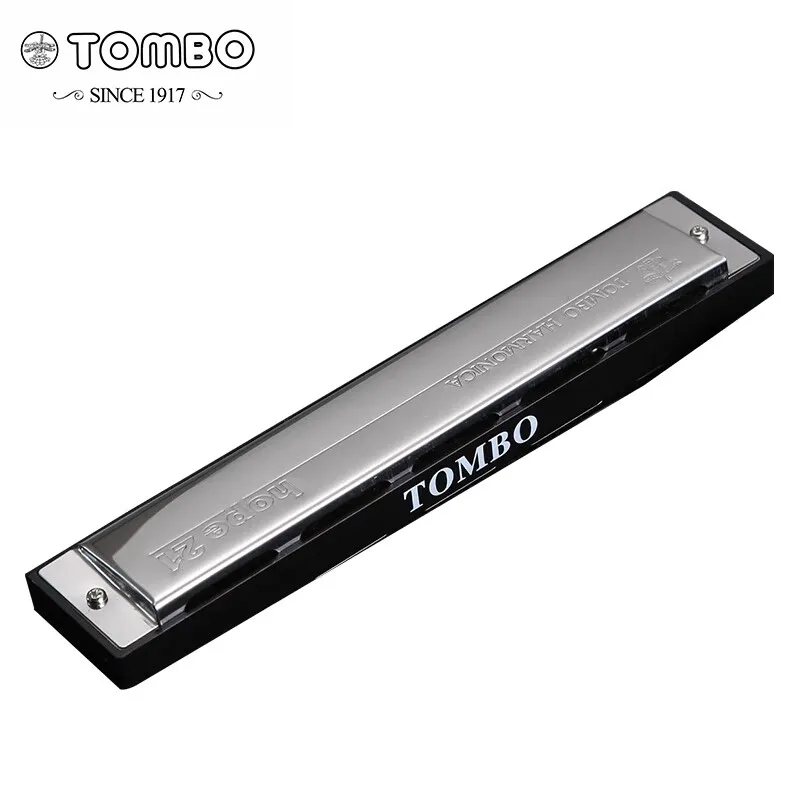 TOMBO 6621 21 Holes Tremolo Harmonica Polyphony Diatonic C Key 21 Hole Profession Harmonica Beginners Kids Aldults Silver