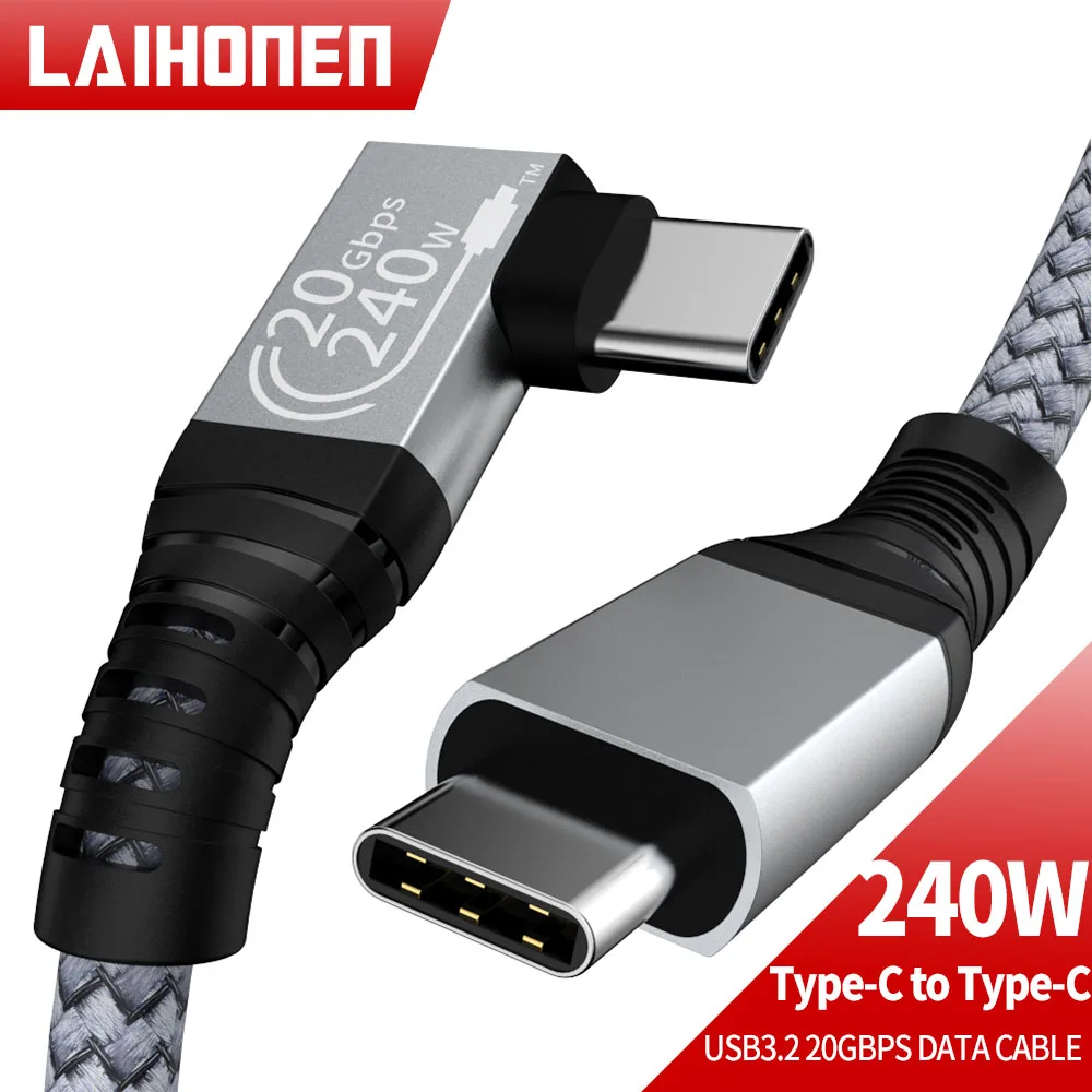 240W USB C Type-C Cable PD 5A Fast Charging Cable USB 3.2 Gen2 Charger Wire Cord For Apple Macbook Thunderbolt 20Gbps USB Cable