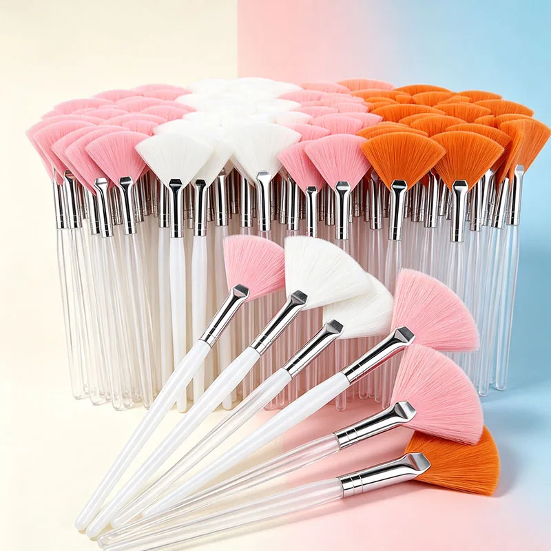 20/50PCS Portable Soft Fan Facial Mask Brush Applicator Esthetician Essential Oil Brush For Women Girls Beauty Cosmetic Tools