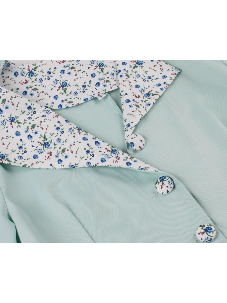 Robe élégante en Patchwork de fleurs pour femmes américaines, manches courtes, revers, douce, ceinture de rendez-vous du thé de l'après-midi, robe de transport décontractée