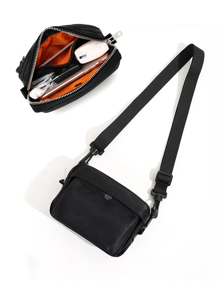  Crossbody Bag Unisex Casual Style Nylon Material Zipper Closure  Color Soft Shoulder Bag for Leisure Tanker Hong Ko...