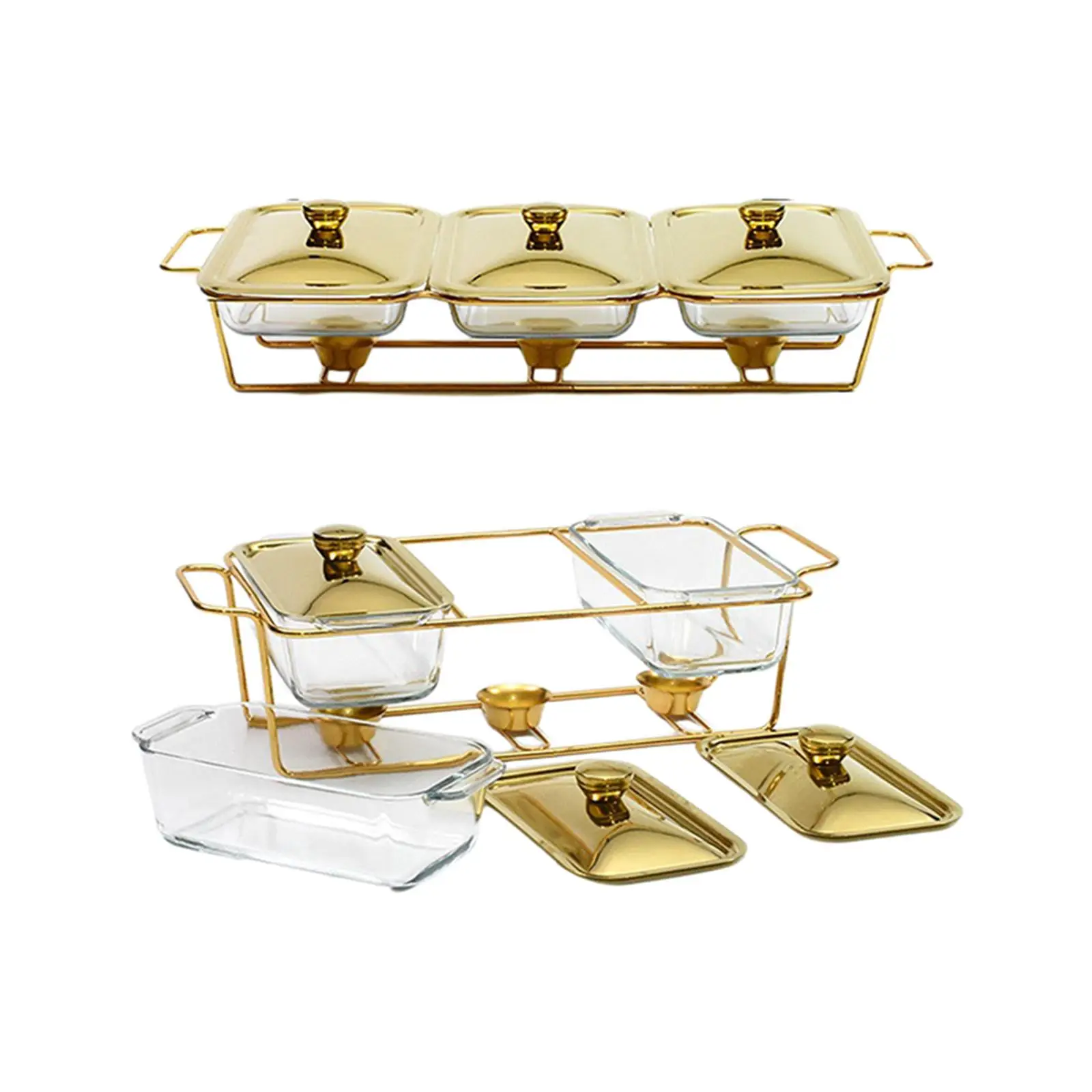 

Food Warmers Trays 3 Grids 1.3L/1.5L Cookware Rectangular Buffet Food Warmer