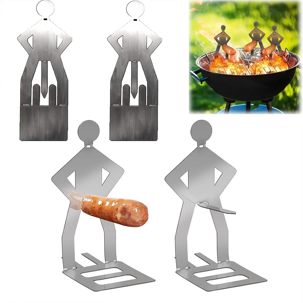 

4 шт., 4 шт., забавная подставка для барбекю, держатель для хот-догов для любителей колбас, стойка для колбас из нержавеющей стали