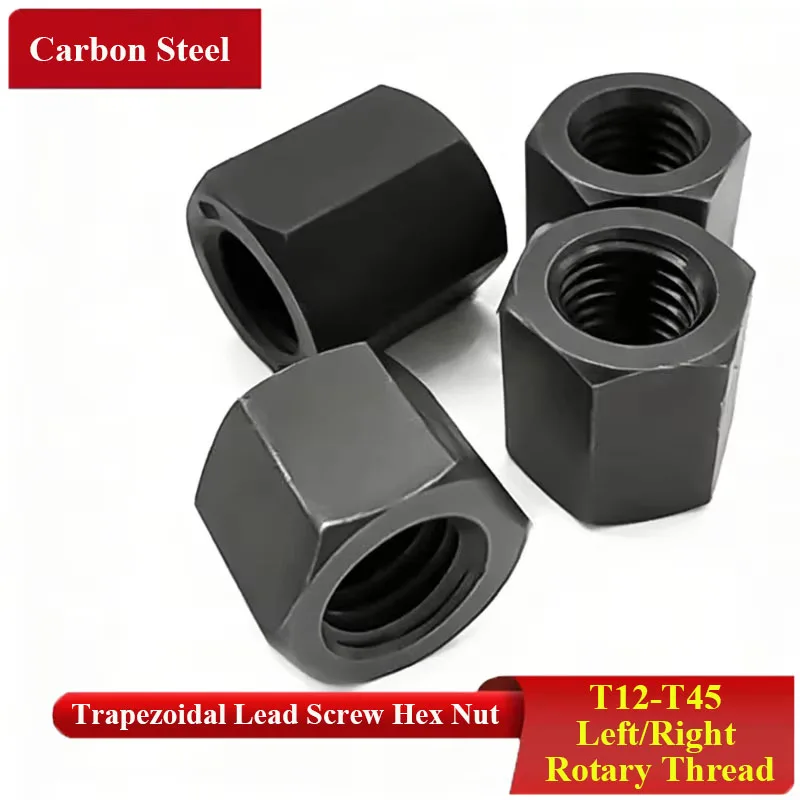 Trapezoidal Lead Screw Hex Nut T12-T45 Left/Right Rotary Thread Carbon Steel ACME Thread for CNC Machine 3D Printer Linear Shaft
