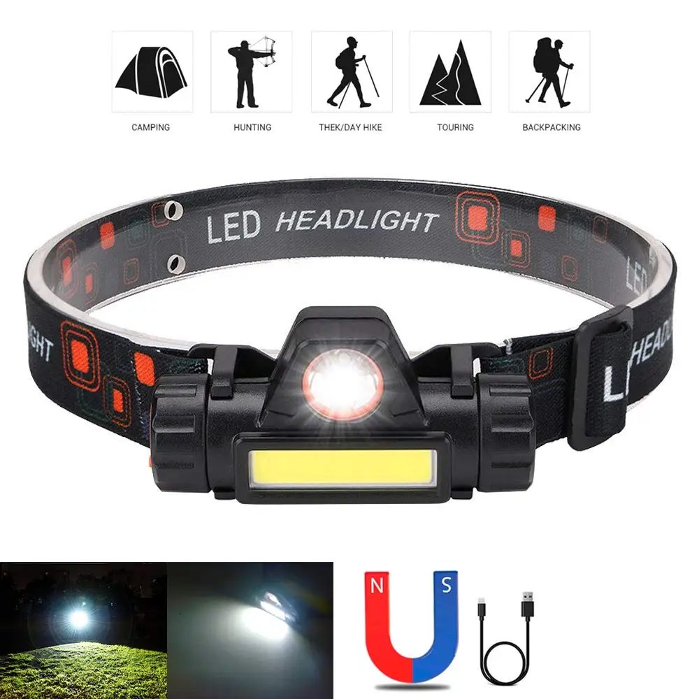 Rechargeable XHP50 LLED Headlamp Waterproof Head Light Fishing Searching Camping Head Flashlight Zoom Lantern