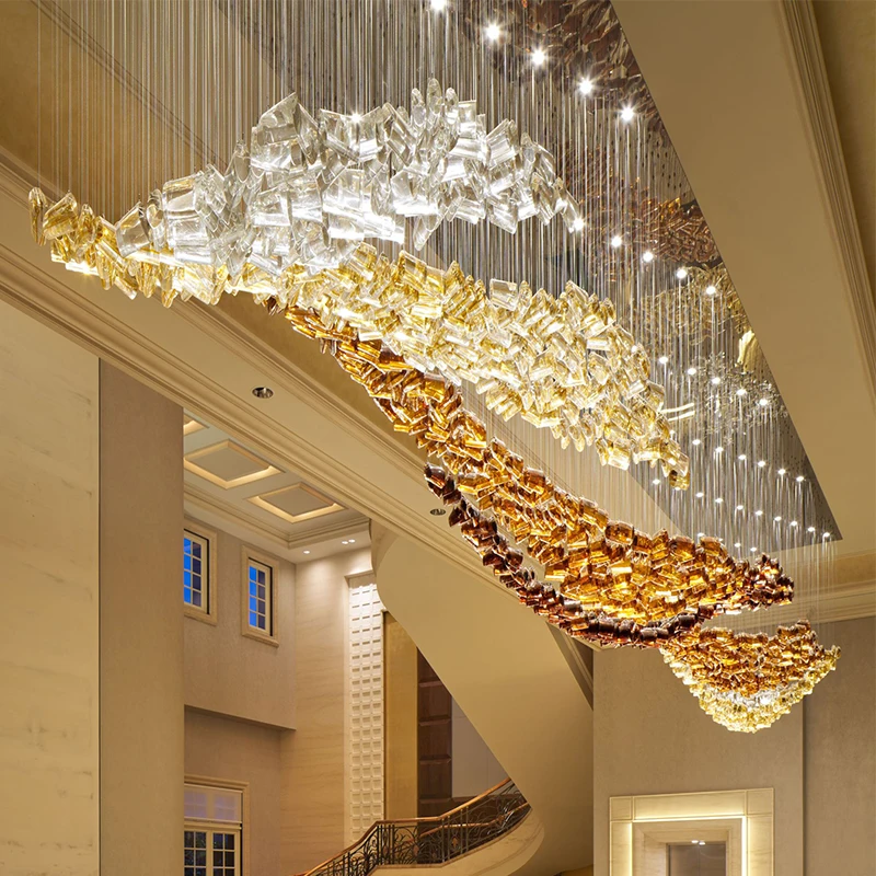 

Custom Creative Customized Artistic Hotel Lobby Crystal Pendant Chandelier Luxury Lamps for Living Room and Dining Room