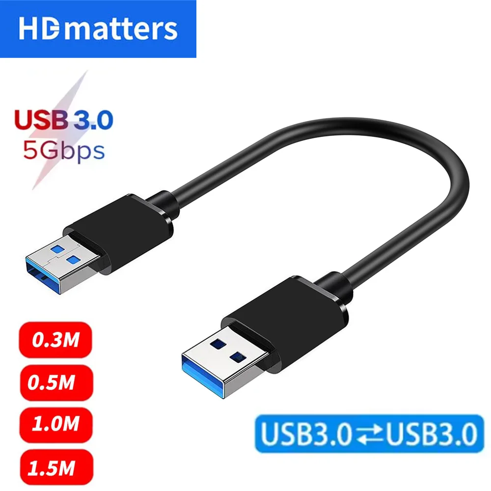 

USB 3.0 Cable with Double USB A Male Plug Short USB 3.0 Male to Male Cord for HDD Enclosure,USB 3.0 hub,Cooling fan,USB Switch