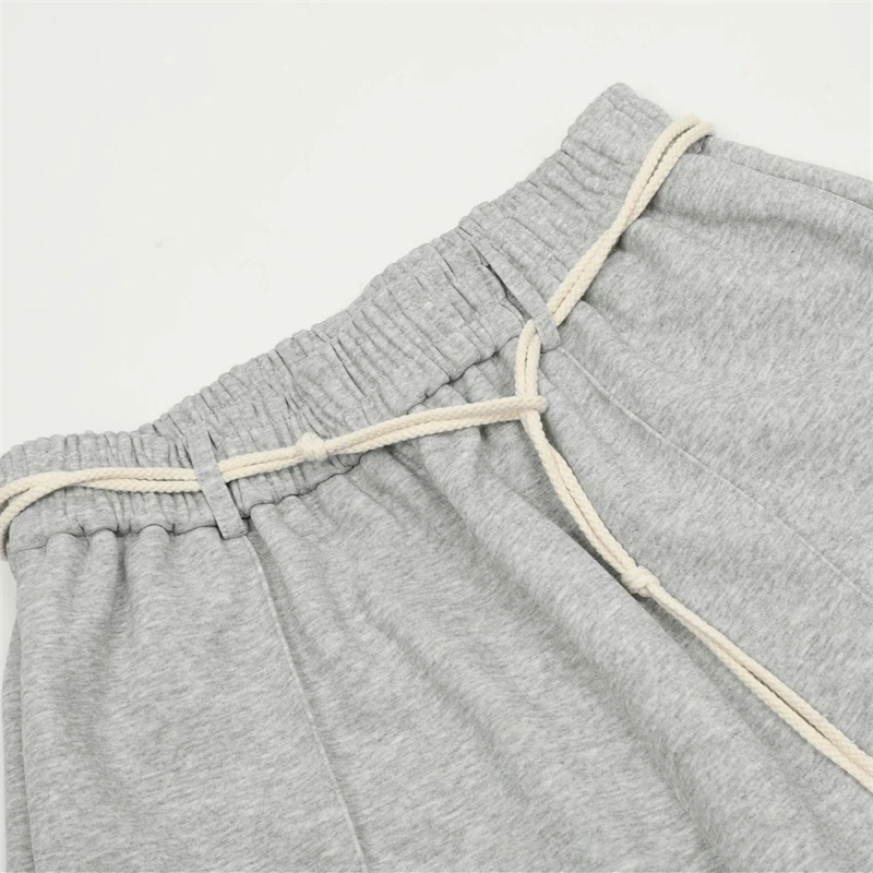 PFNW Menswear Drawstring Elastic Wais Grey Sweatpants Men's 2024 New American High Street Simple Wide Leg Casual Pants 12C1869