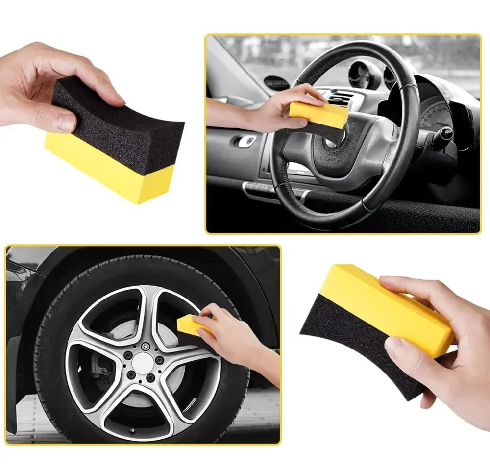 10pcs Auto Cleaning Sponge Brush Set for Car Wheel Tire Wash Wipe Water Suction Sponge Pad Wax Polishing Tyre Brushes Tools