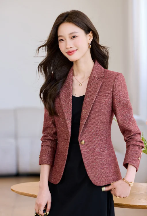 Long-sleeve suit jacket for women, new style, temperament, slim, commuting, versatile, small suit, professional shirt, trendy