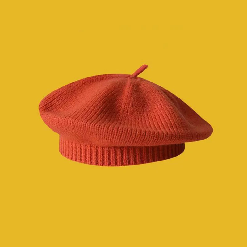 Fashion Cute Baby Knitted Beret Hat Solid Color Children's Warm Hats Autumn Winter Cap For Kids Outdoor Bonnet Accessories Gift image 5