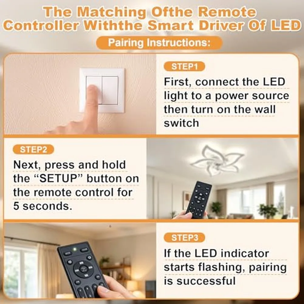 2Pcs Bedroom Relaxation Inverter Controller Ceiling Fan Remote Replacement 6-Settings 20-40W Remote Control