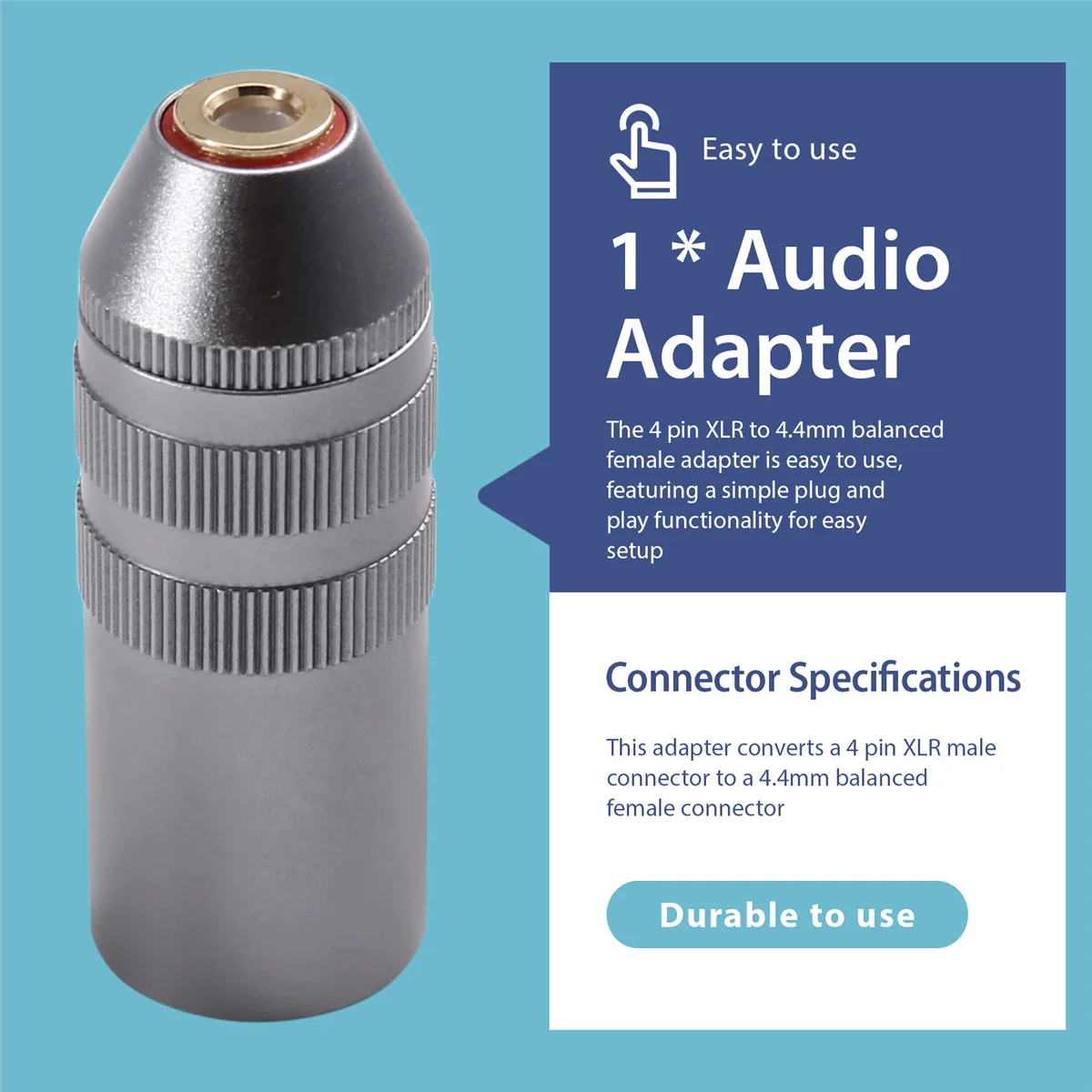 4Pin XLR Male to 4.4mm Balanced Female Adapter, Adapter for Amplifiers Microphones