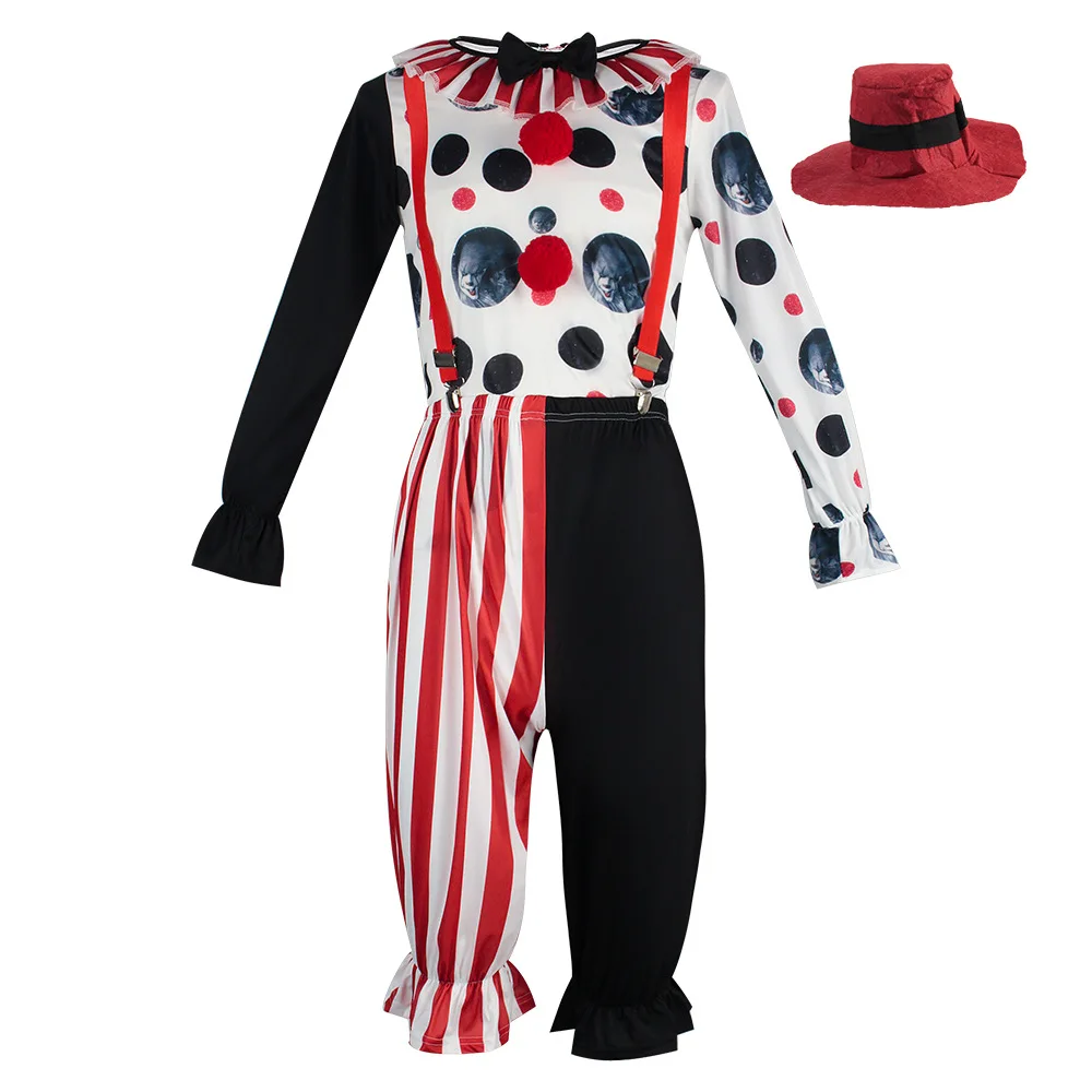 Traje de Halloween para menino e menina, palhaço horror, assassino, coringa, carnaval, mascarada, vestido de festa