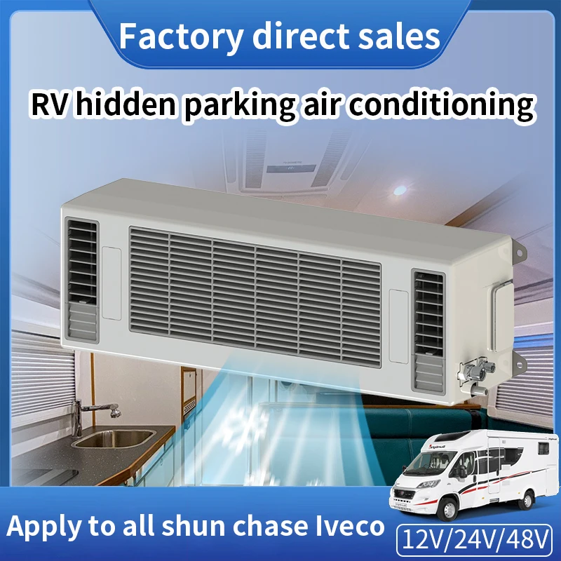 Direct Sale 12v 24v 48v Dc Auto Parking Conditioning High Cooling Wall-Mounted Rv Air Conditioner With Ultra-Thin Outer Unit