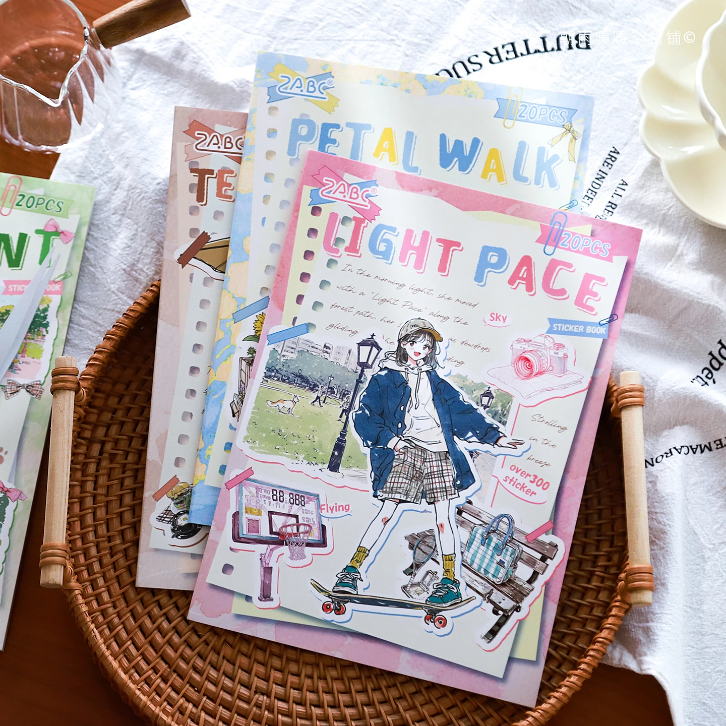 

Morning Rain Vitality Girl Sticker Book Ins Style Korean Girl Character Illustration Collage Journal Material Book