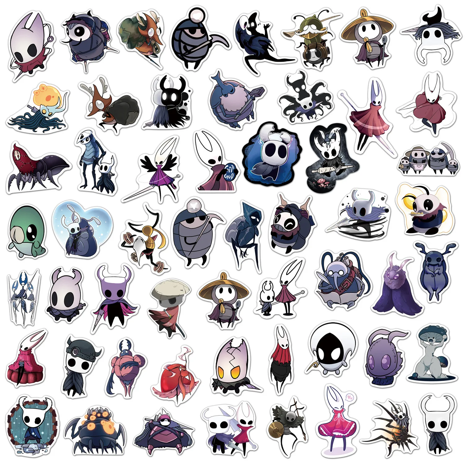 54PCS Hollow Knight Stickers Action Adventure Game Cartoon Sticker Funny 2D Game Graffiti Laptop Guitar Car Bike Decals Toys