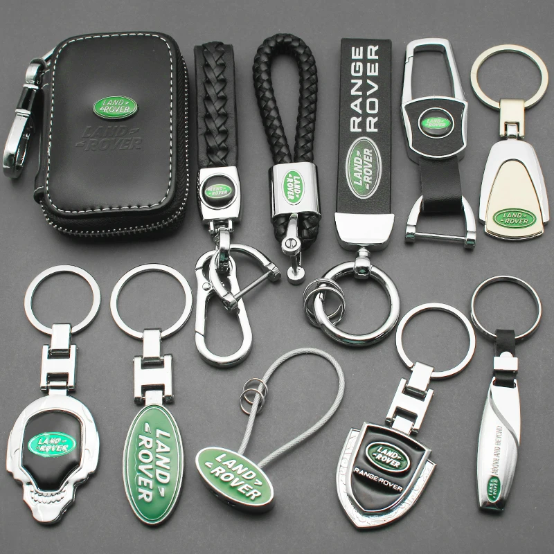 3D Metal/Leather Car Keychain Key Chain Ring Car Key Holder Accessories For Land Rover Evoque 4 Sport Range Rover X99 Discovery