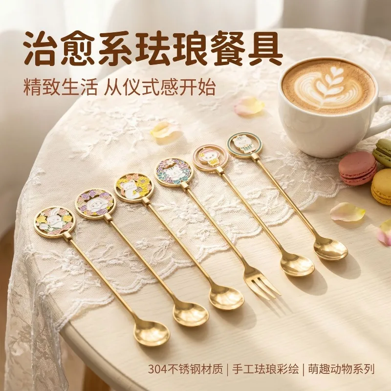 

304 Stainless Steel Coffee Spoon and Fork Gold Fresh and Simple Ideal for Furniture Dining Desserts Honey and Tea