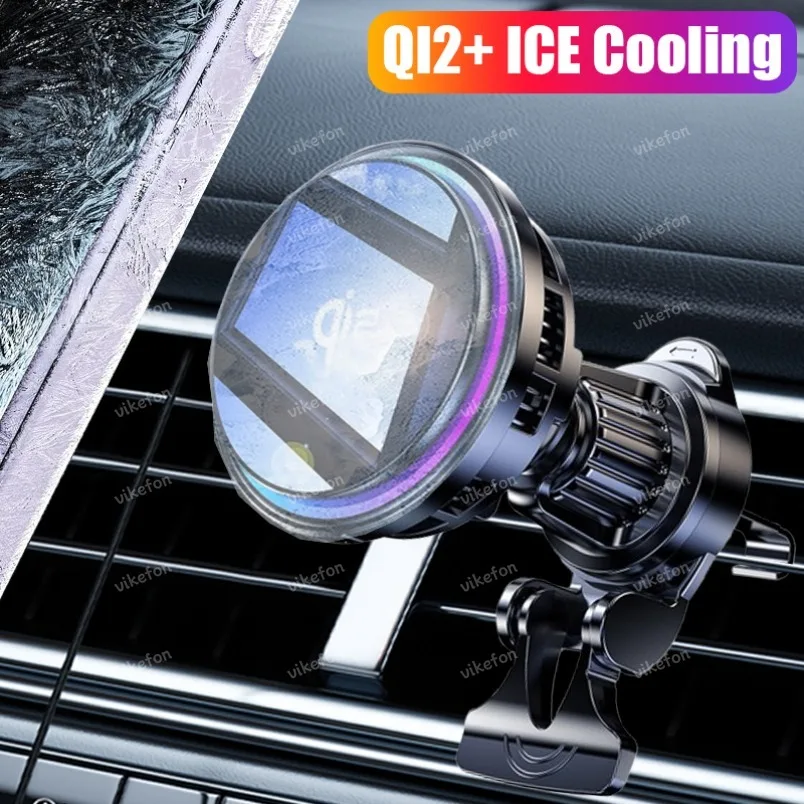 

Автомобильное зарядное устройство, магнитное беспроводное ледяное охлаждение, RGB-подсветка, станция быстрой зарядки для Magsafe iPhone 16, 14, 13, 12, 12 Pro Max, держатель для телефона