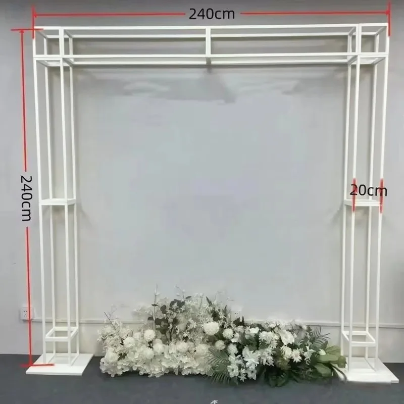 1 glänzender, vergoldeter Eisenrahmen, quadratischer Bildschirmrahmen, Hochzeits-Hintergrundrahmen, dekorativer Blumenständer, Bühnenzubehör für Veranstaltungen – Detail 3