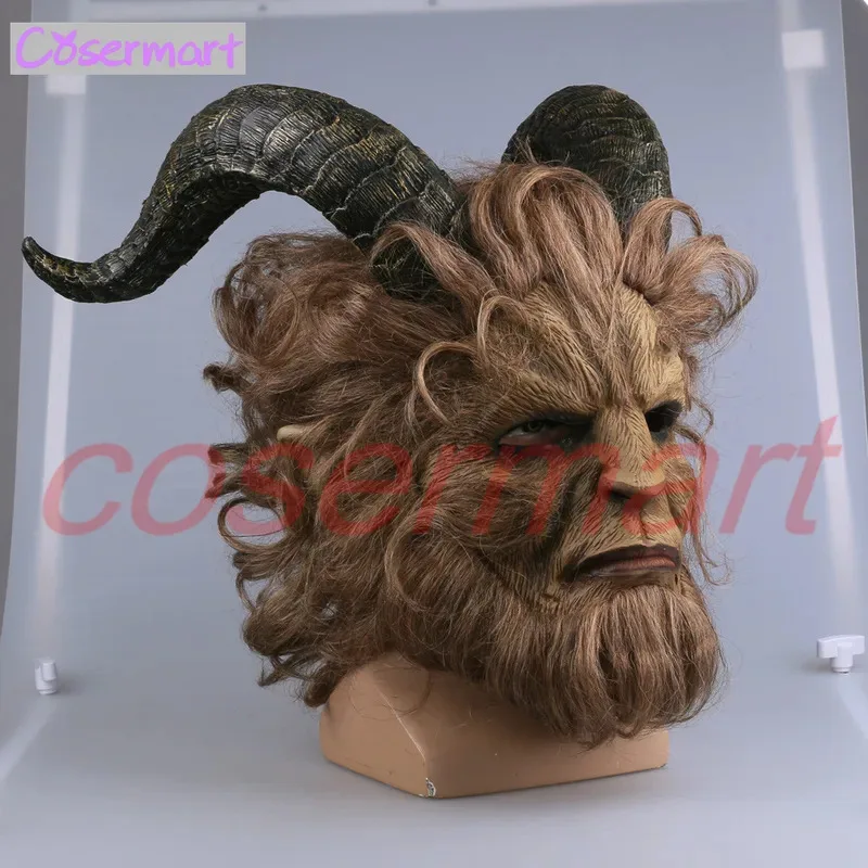 

Hot Movie Beauty and the Beast Adam Prince Mask Cosplay Horror Mask Latex Lion Helmet Halloween Party