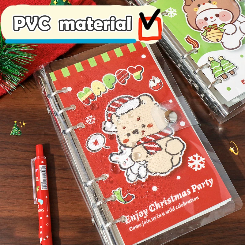 1Pc Creative Cute Mini Loose-leaf Hand Book Cartoon Christmas Detachable Notepad Student Portable Notebook School Supplies