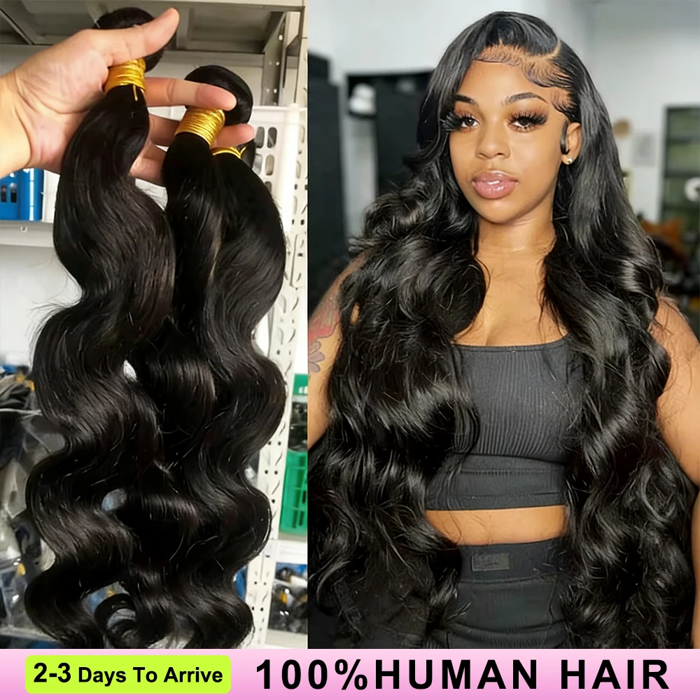 30, 38-дюймовые пучки объемных волн, наращивание человеческих волос, бразильское плетение, натуральный черный, 3/4 пучки человеческих волос, объемное плетение, натуральный