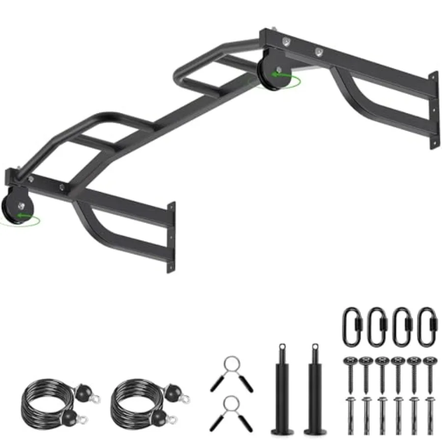 Home gym pull-up bar: heavy-duty steel black ceiling-mounted with adjustable height and multi-grip options for chin-ups body st