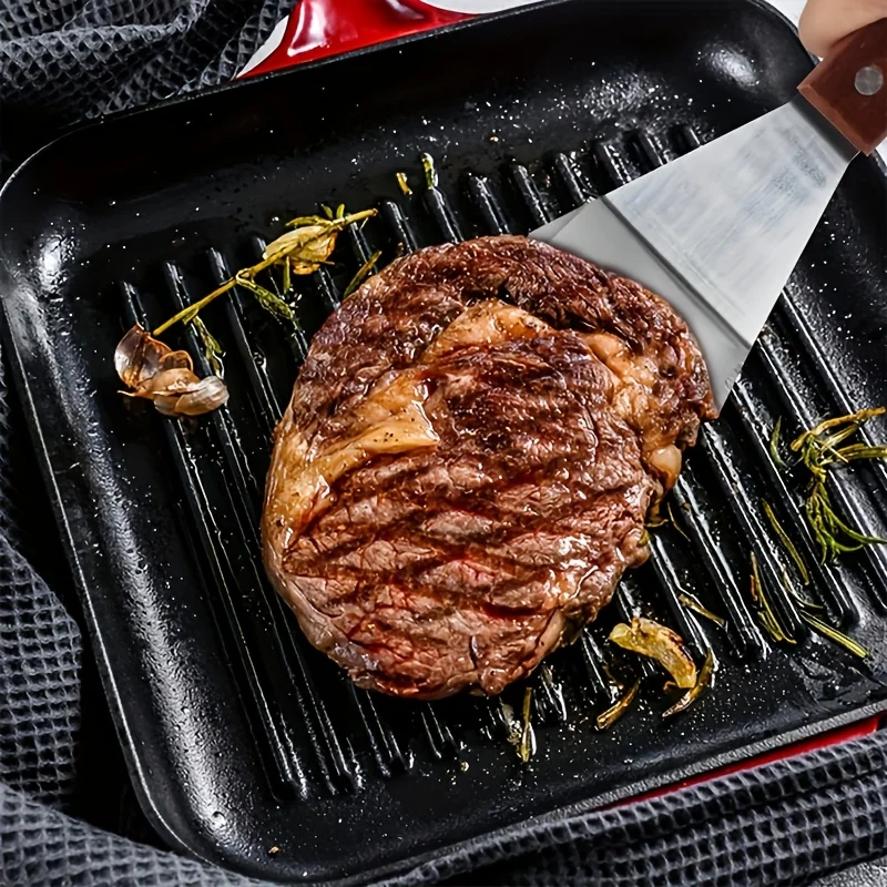 1Pc Stainless Steel Frying Spatula Pancake Turner Steak Cooking BBQ Kitchen Accessories Gadgets Tools Home Camping Grill Pan