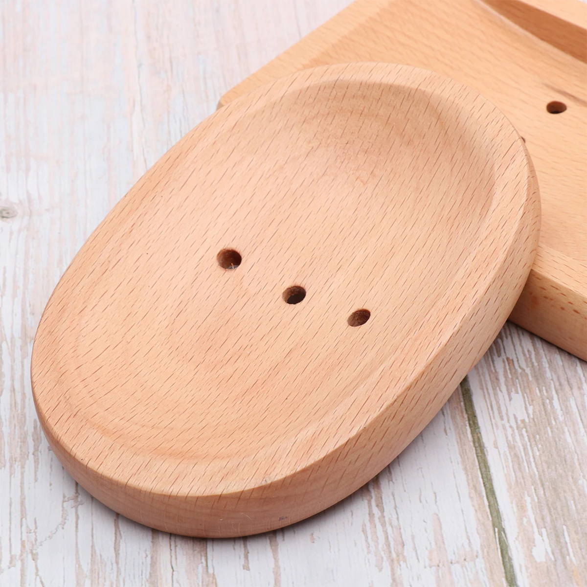 

2PCS Soap Holder Dish Draining Tray Rack Wooden Waterproof Counter Bathroom Box for Home Use Portable Soap Container