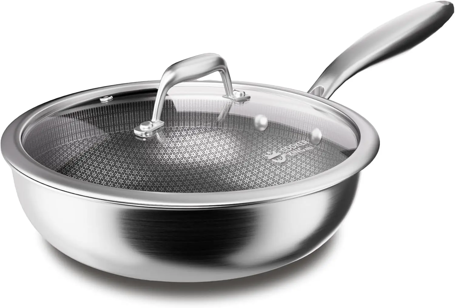 

11-Inch Hybrid Stainless Steel Wok with Lid, Nonstick Stir Fry Pan, Tri-Ply Clad, Induction Ready, Oven Safe, PFOA Free