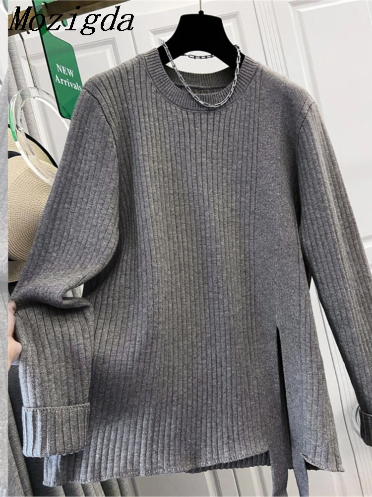 

Осень-зима, вязаный свитер большого размера, женский корейский свободный пуловер с длинными рукавами и разрезом, женский свитер, женские свитера Pull Femme