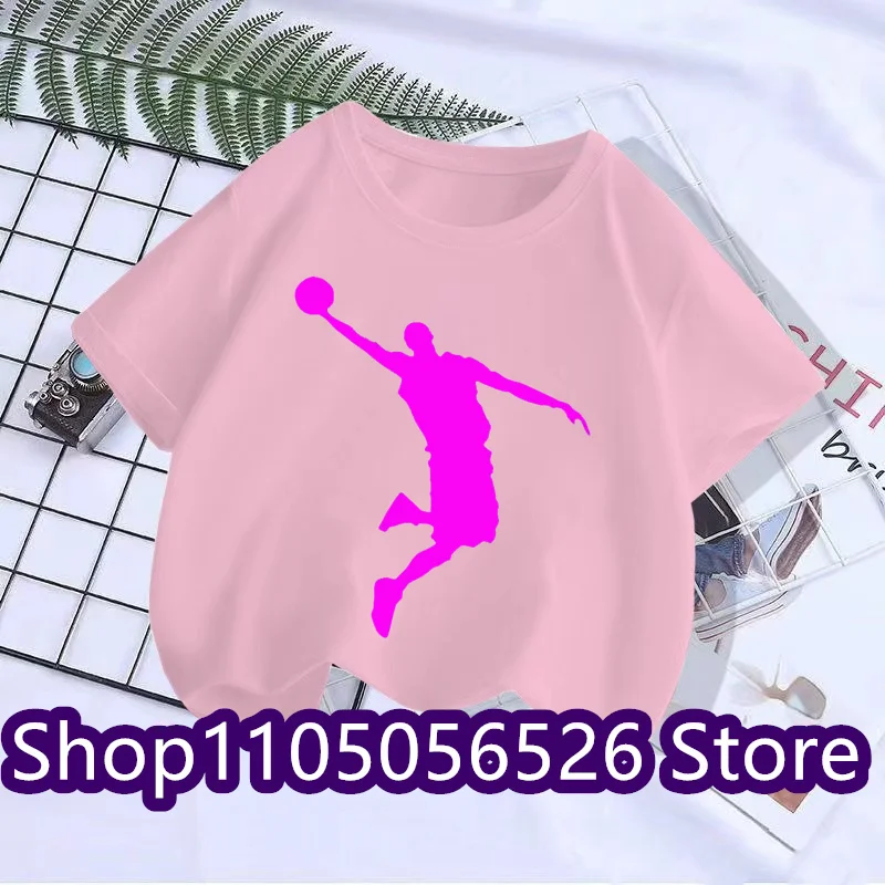 Summer children's casual Jordan print breathable T-shirt with round neck short sleeved sports T-shirt top for boys and girls