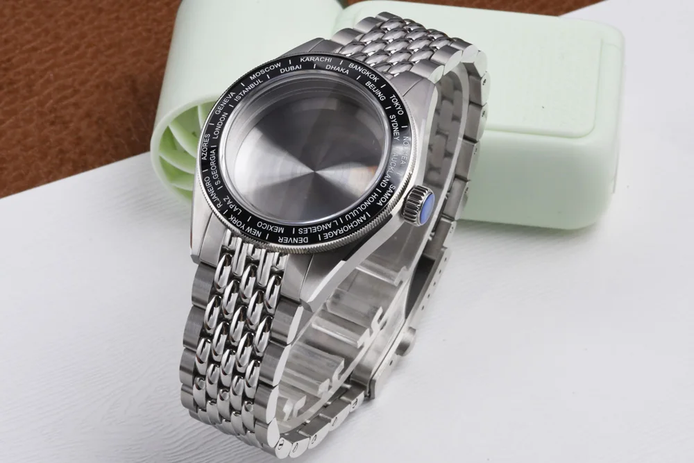 GMT 39mm Edelstahl-Uhrengehäuse 30mm Zifferblatt Saphirglas Tauchergehäuse Passend für Seiko Mod für NH34 Automatikwerk Zubehör – Detail 7