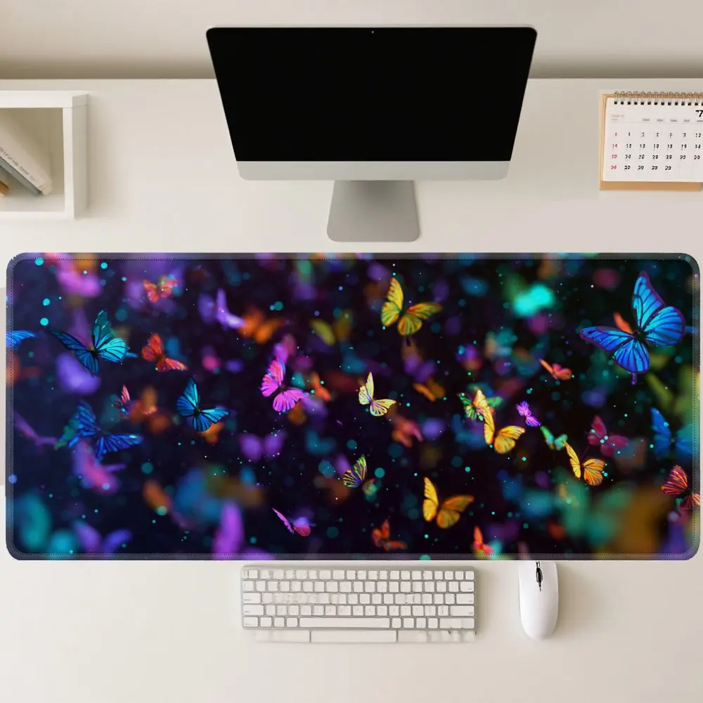 Colorful Butterfly XL Extended Gaming Mouse Pad Non-Slip Rubber Desk Mat for Office and Gaming