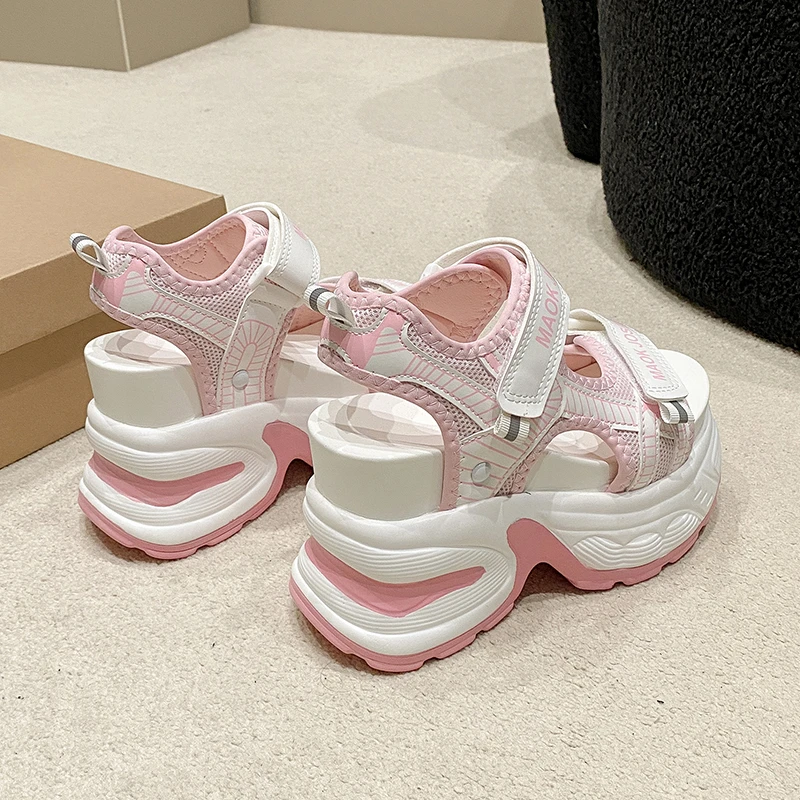 New High Platform Sandals Woman Summer Mesh Chunky Sneakers Female Wedges Slippers For Women Peep Toe Sandalia Feminina 10.5CM