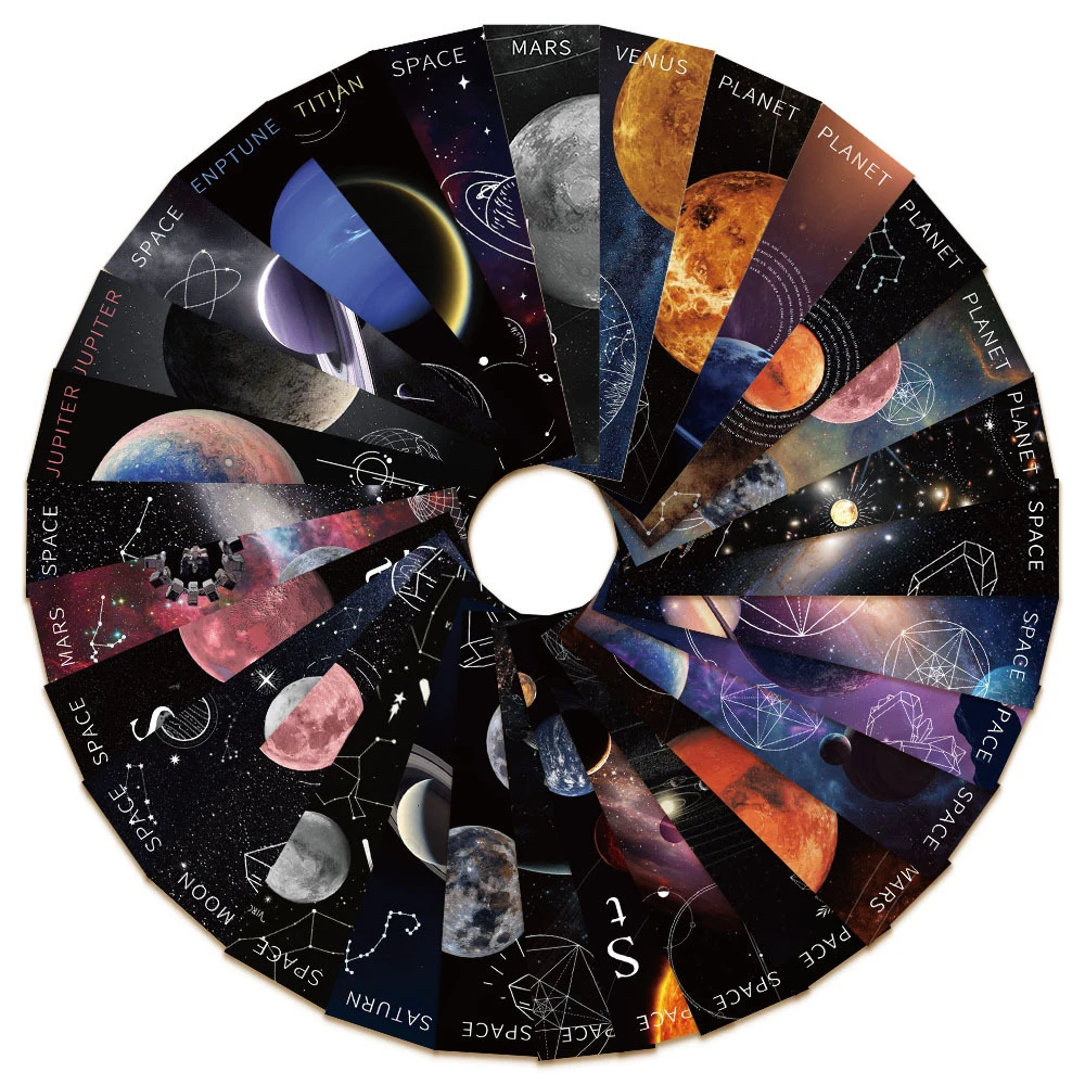 30PCS Space Bookmark Ins Style Simple Moon Mars Planet Book Mark Annotated Notebook Creative Unique Durable Gifts Accessories