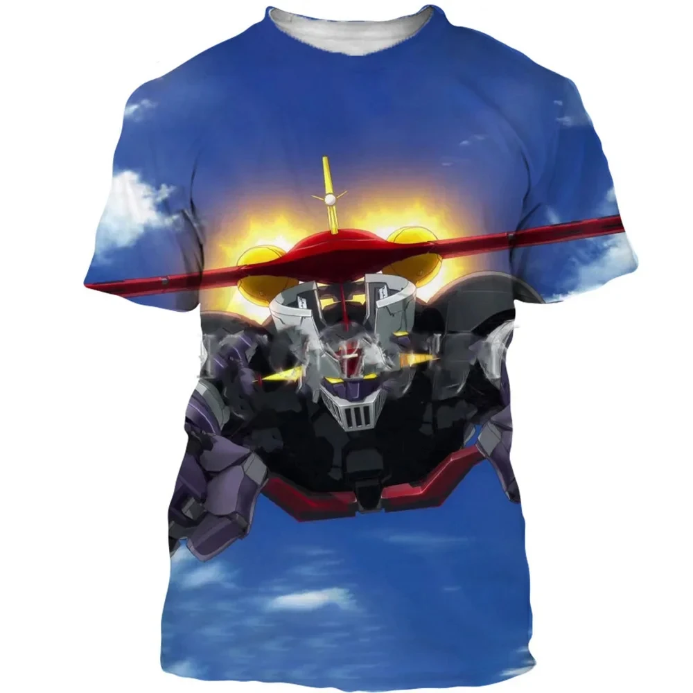 Hot selling Mazinger Z men\'s T-shirt anime robot 3D printing short sleeved T-shirt summer fashion street clothing Harajuku top