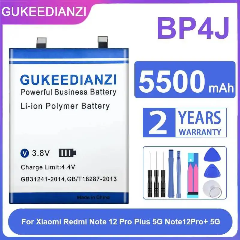 

Легкая батарея для мобильного телефона 5500 мАч для Xiaomi Redmi Note 12 Pro Plus 5G Note12Pro+ 5G, экологически чистая, BP4J