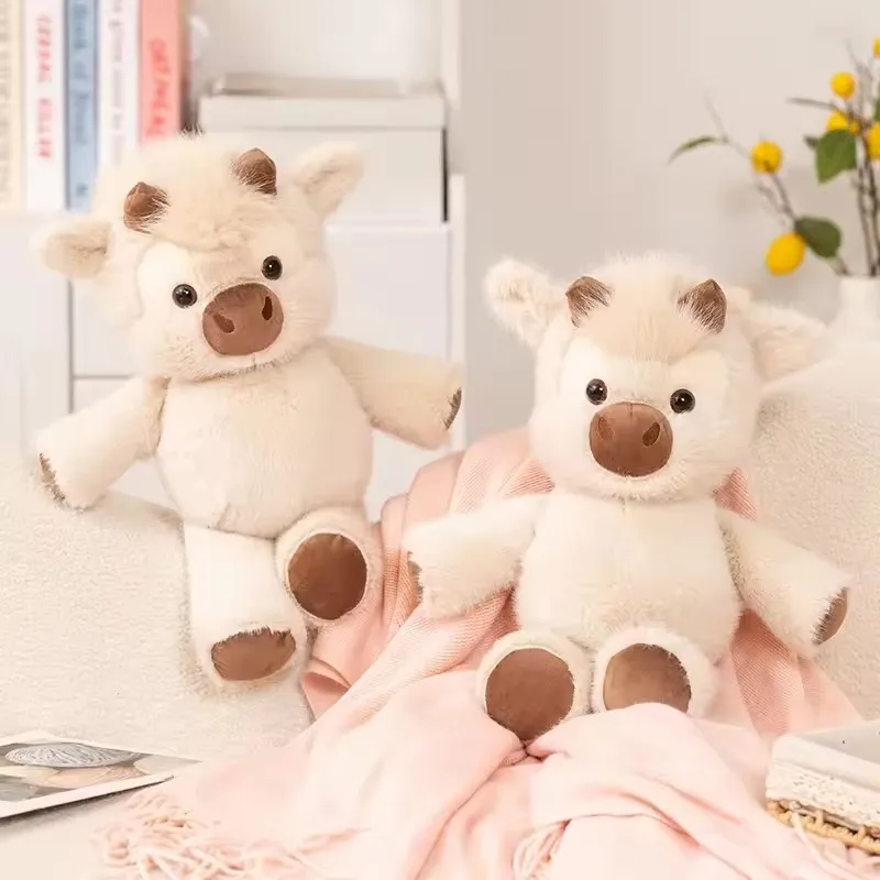 Adorable Highland Cattle Plush Toy 40cm - Huggable Running Cow Stuffed Animal Made With Premium Soft Fabric, Soothing Companion